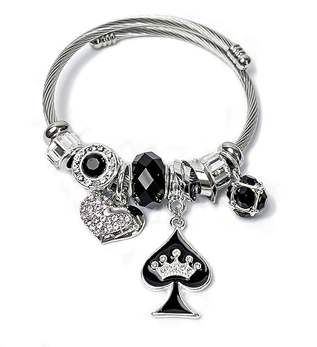 His and Hers Intimates HOTWIFE Stainless Steel Charm Bracelets - Hot Wife, Queen of Spades, Vixen, Threesome, Naughty, QOS, MFM, Swinger, Anklet, Necklace, Jewelry - Spade Charm Bangle Bracelet