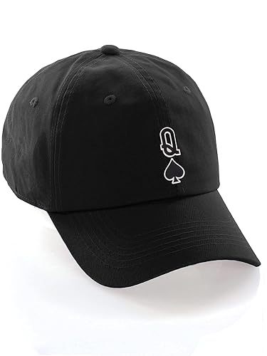 Daxton Poker Holdem Lucky Card Hat Baseball Unstructured Cap - One Size - Black Queen of Spades