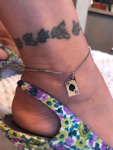 Queen of Spades  Anklet with stainless steel chain - Anklet