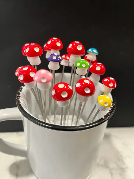 2 Pack of Resin Mushroom Pokers for Garden Ornament or Pipe poker 4in long. Smoking tool accessories. 1 Large & 1 Small Color of your choice
