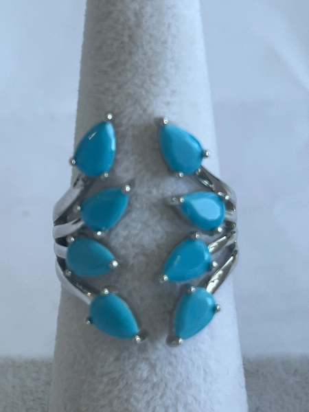 Multi Turquoise Teardrop Open Fancy Ring