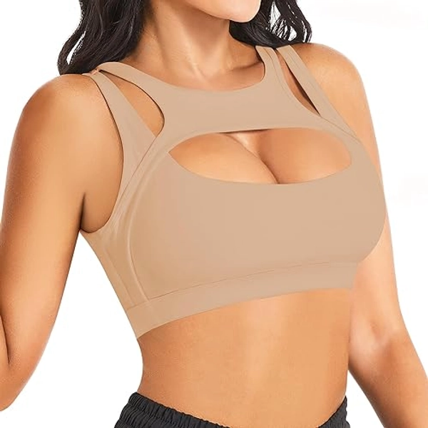 Betaven Push up Sports Bra for Women Sexy Hollow Crop Tops with Removable Cups Workout Fitness Yoga Bra Medium Support