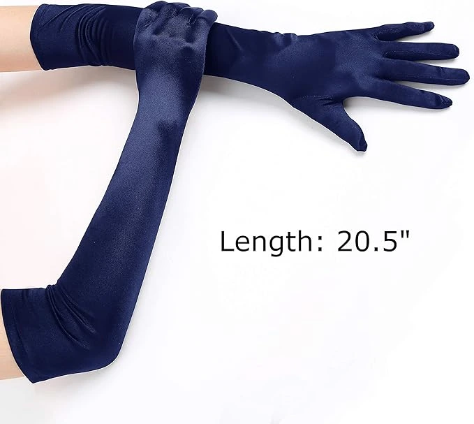 Satin Gloves - Navy