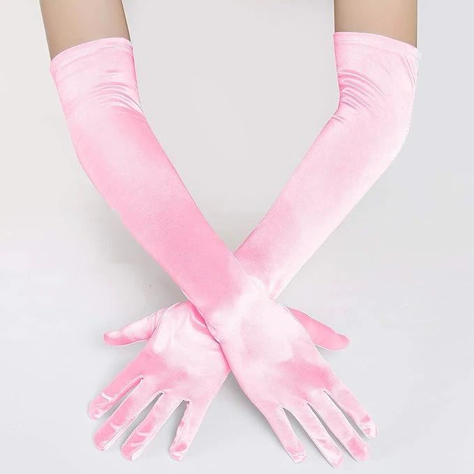 Satin Gloves - Pink