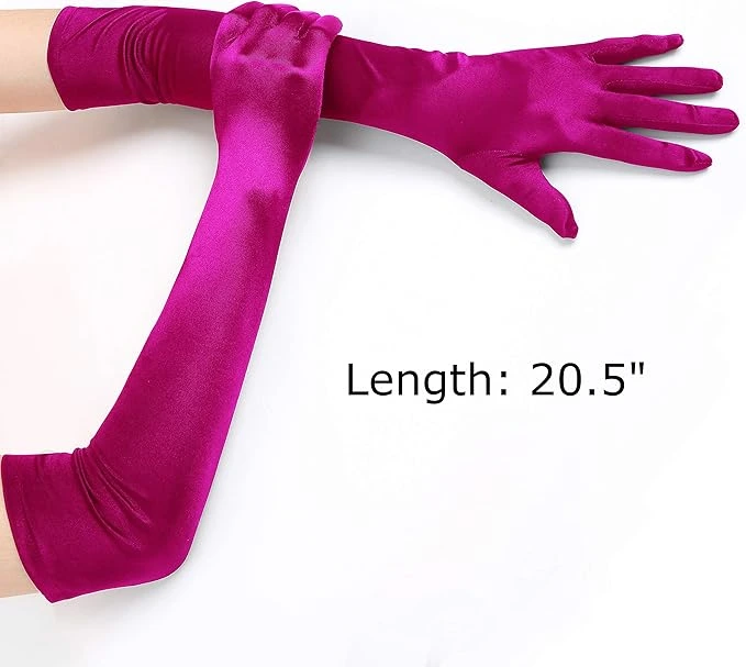 Satin Gloves - Rose Red
