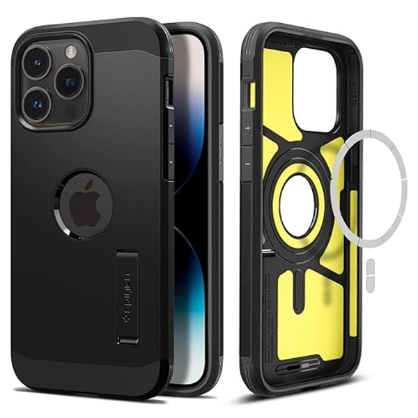 Spigen Tough Armor MagFit Case for iPhone 14 Pro Max, Compatible with MagSafe Accessories - Black