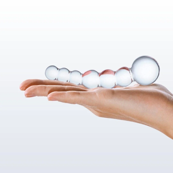 Gläs Curved & Beaded 5" Glass Dildo
