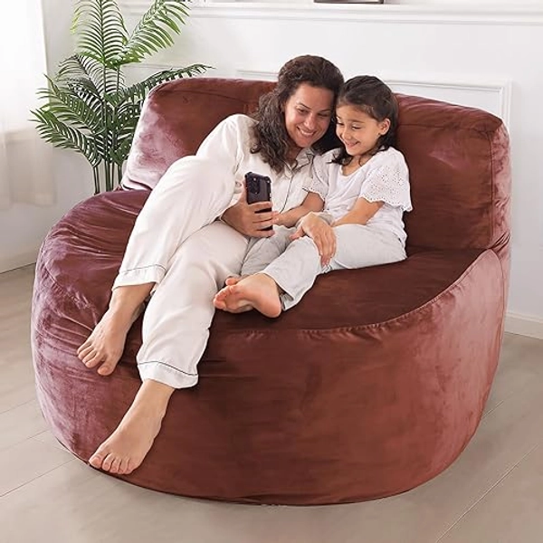WhatsBedding 5FT Bean Bag Chair for Adults,Kids & Teenagers Bean Bags Giant with Memory Foam Filled,Beanbag Chairs Large Sofa with Dutch Velvet Cover(Pink,Large,Back Support) - X-Large - Pink(back Support)