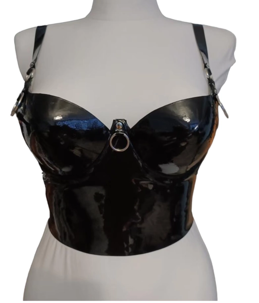 Latex Crop Top, Black Top, Strappy Top
