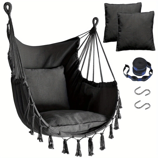 hammock chair hanging chair swing 2 cushions strong webbing