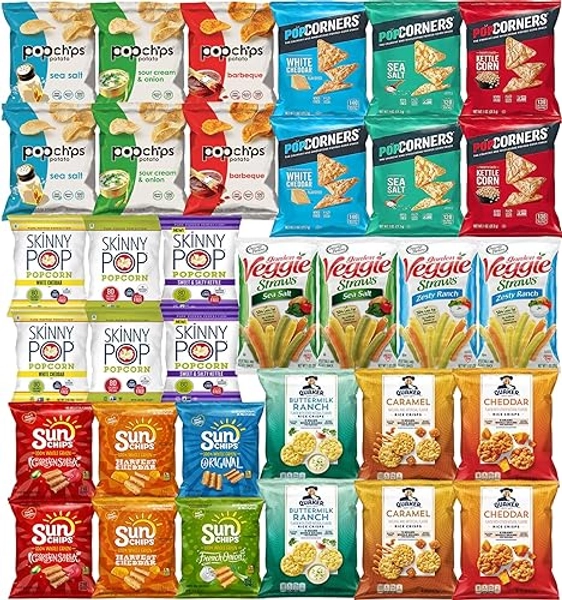 Snacks Variety Pack for Adults - Snack Box Care Package - Bulk Healthy Snack Bag Assortment (34 pack)