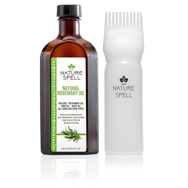 Nature Spell Rosemary Oil For Hair With Hair Precision Oil Applicator Bottle Comb 150ml, Treats Dry, Damaged Hair & Targets Hair Growth, Made In The UK