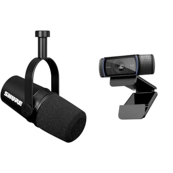 Shure MV7X XLR Podcast-Mikrofon & Logitech C920 HD PRO Webcam, Full-HD 1080p, 78° Sichtfeld, Autofokus