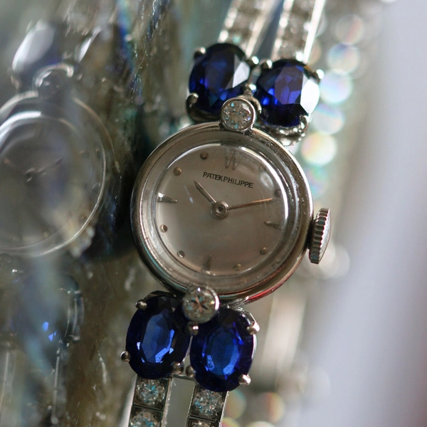 Patek Philippe Oscar Heyman Brothers Platinum Sapphire Diamond Bracelet Watch 1945-49