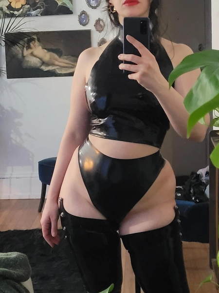 Latex High Waist Thong