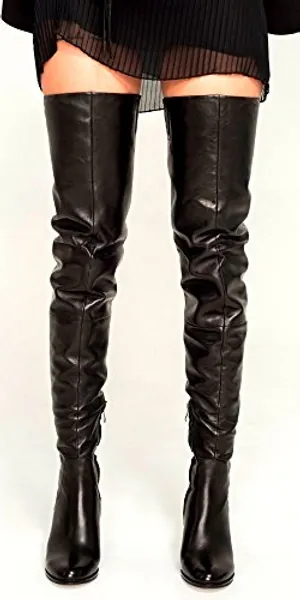 AROLLO Damen Long Overknee Victoria Echtleder Stiefel