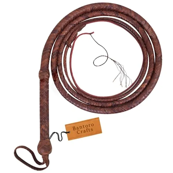 Indiana Jones Lederpeitsche in 1,2 bis 7,3 m Länge, braunes Känguruleder, professionelle Premium-Qualität, Pferdereitsche, Pferdereitsche