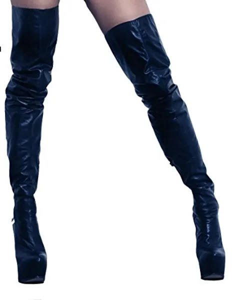 AROLLO Damen Anna 2 Echtleder langer Overknee Stiefel