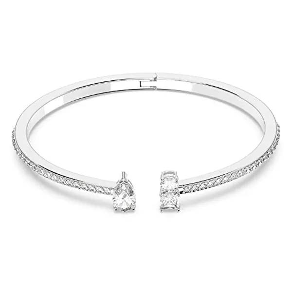 Swarovski Attract Armreif, Weiss, Rhodiniert