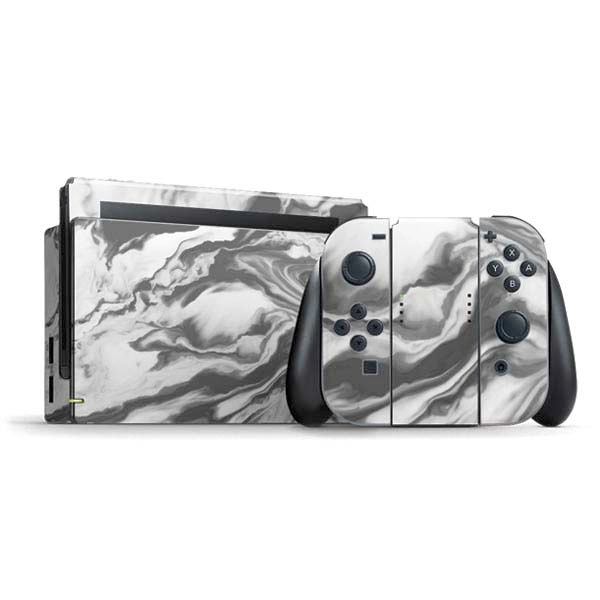 Grey Marble Ink Nintendo Skins