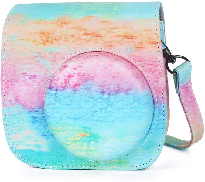 Leebotree Fotocamera istantanea Custodia Compatibile con Instax Mini 11 Fotocamera istantanea, Protettiva in Pelle Soft PU con cinturino a spalla e tasca (Arcobaleno)