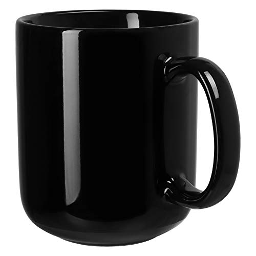 SHOWFULL 20 OZ Large Coffee Mug, 600ml Porcelain Extra Big Ceramic Cup for Tea Coffee for Men Women, Black - Black