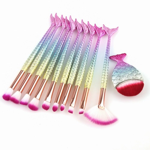 Mermaid🧜‍♀️Beauty 11 pcs Makeup Brush Set - Red
