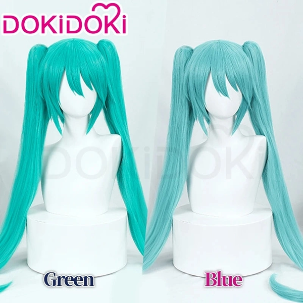 DokiDoki Cosplay Long Straight Blue/Green Wig/ Tattoo