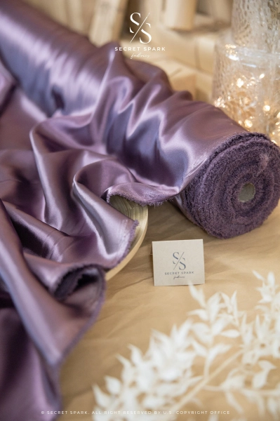 NEW Deep Purple Plum Silky Satin Trendy One Way Stretch Fabric, Soft Satin for Underwear, Crafts, Decor, Costumes, Apparel, Ties | Iconic