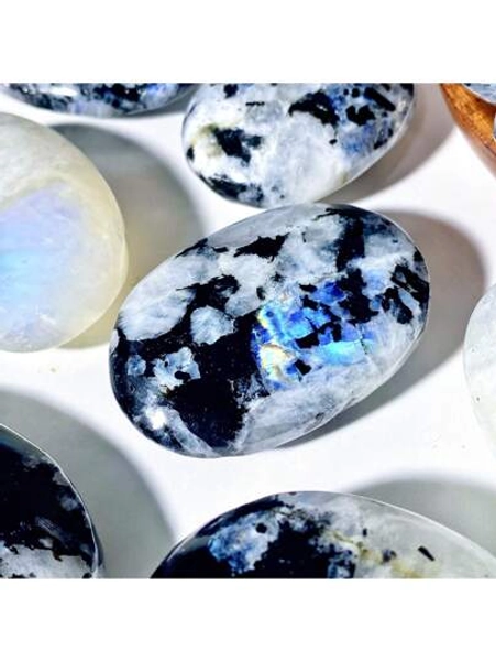 1pc Unique Rainbow Moonstone Palm Stone, A Polished Mineral Worry Stone, Ideal For Home Decor And Holiday Presents, A Great Crystal Gift For Parents, And An Excellent Choice For Collectors.