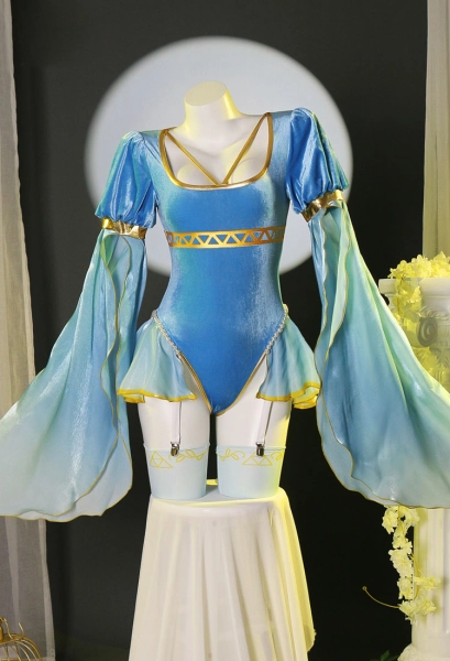 Princess Zelda Sexy Medieval Lingerie Bodysuit and Sleeves with Thigh Socks