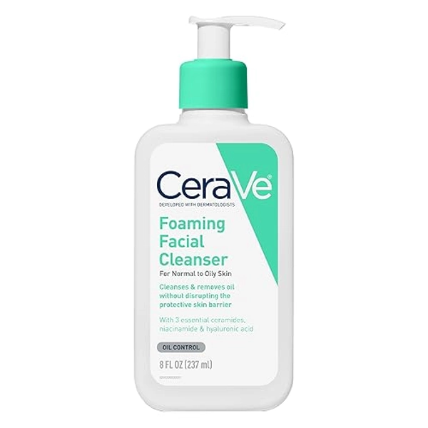 CeraVe Foaming Facial Cleanser | Daily Face Wash for Oily Skin with Hyaluronic Acid, Ceramides, and Niacinamide| Fragrance Free Paraben Free | 12 Fluid Ounce