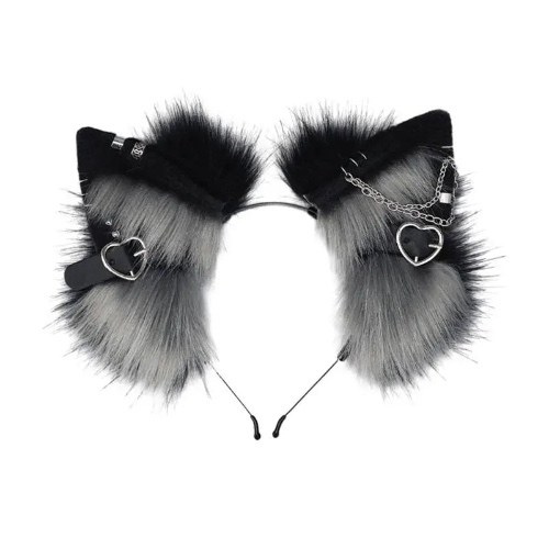 Cute Kawaii Cat Ears Hair Hoop - black gray
