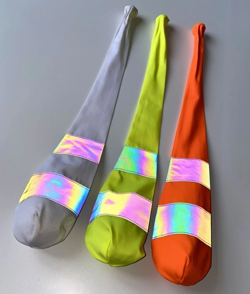 SOCK POI WITH RAINBOW REFLECTIVE TAPE - LED glow props for flow arts, performances and festivals