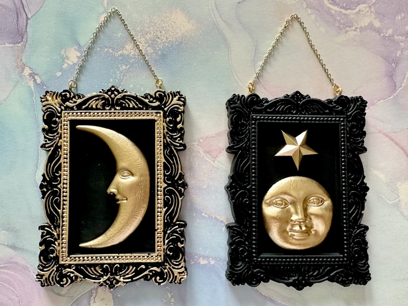 Vintage Celestial Crescent Moon Frame Mini Wall Hangers