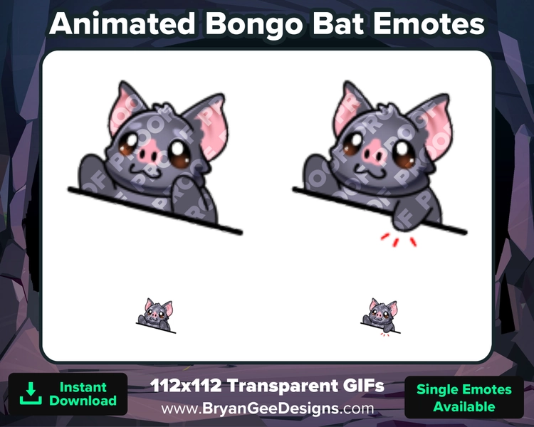 Animated Bongo Bat Emotes for Twitch