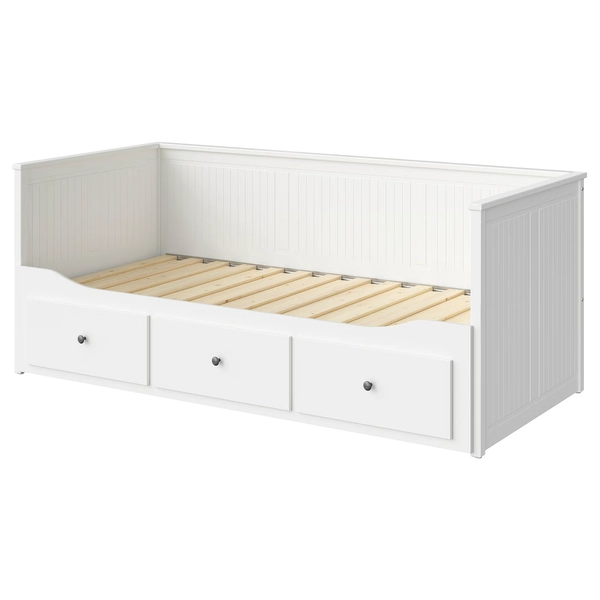 HEMNES Rám rozkládací postele, 3 zásuvky - bílá 80x200 cm