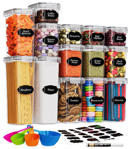 Chef's Paths Airtight Storage Jars for Your Kitchen - 14 Pcs