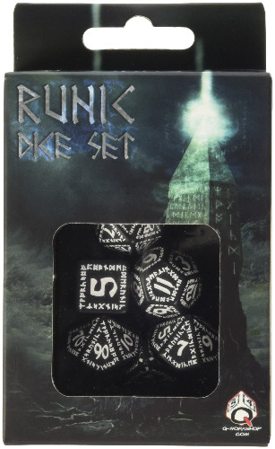 Black and White Runes Dice Set 
