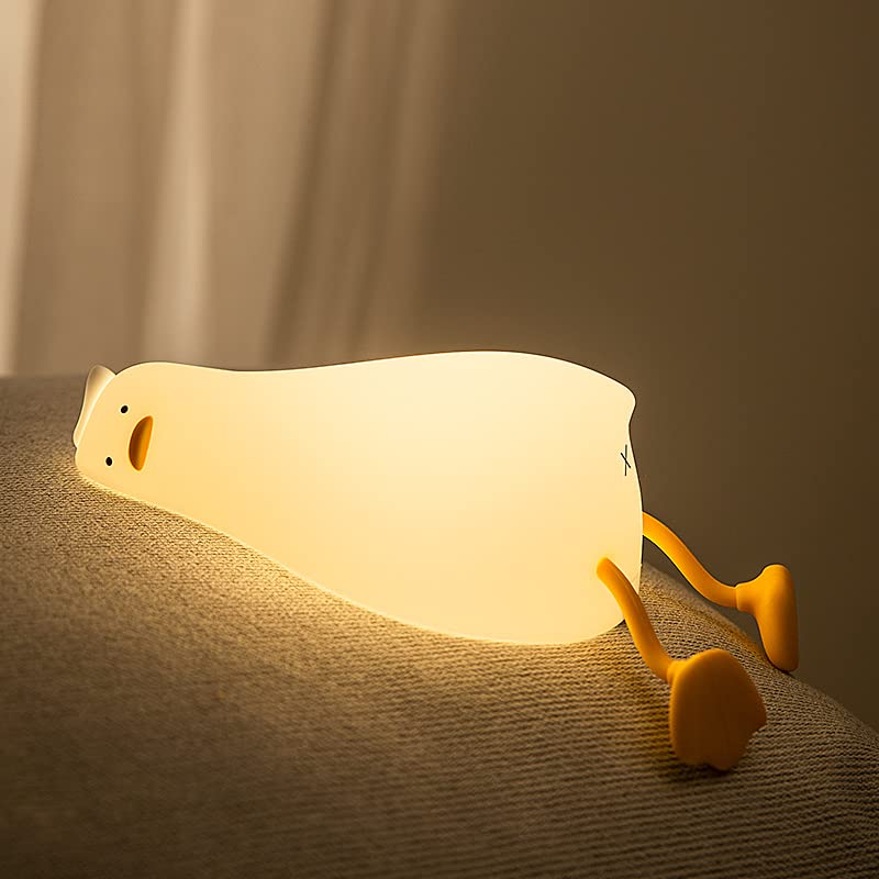 URAQT Night Light Silicone Touch Duck, Night Light Baby Toddler Adult with Timer and Phone Holder, 