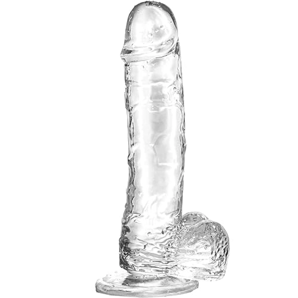 Small Realistic Clear 6.5 inch Cute Dildo,Adult Sex Toy with Suction Cup Dildo, Suitable for Beginner Women/Men/Gay with Thin and Slim Poke, can be Use for G-spot and Anal