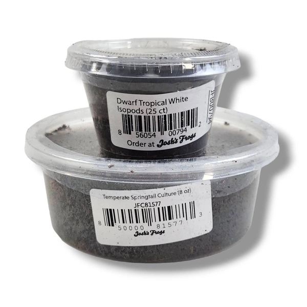 Dwarf Tropical White Isopods (25 ct) AND Temperate Springtails (8oz) Bioactive Bundle