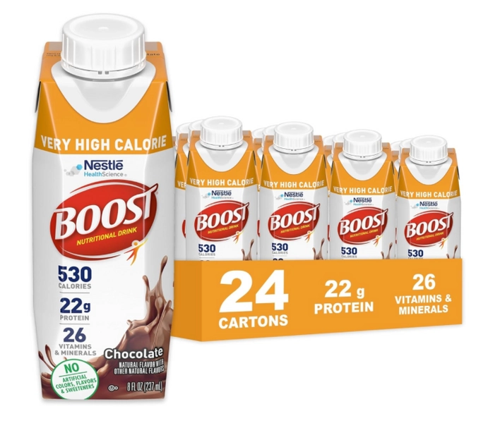 ✨ BOOST Very High Calorie Drink - 24 x 8oz Bottles - CHOCOLATE - 530 Calories