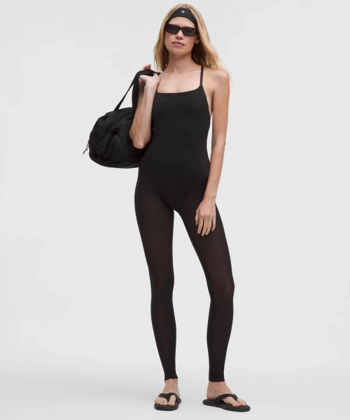 Nulu Mesh-Leg Bodysuit 28" - Black - 6