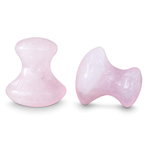 Mimosa Handmade Natural Rose Quartz Gua Sha Scraping Massage Tool Mushroom Shaped GuaSha Board for SPA Relaxing Meditation Massage