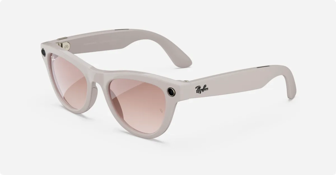 Ray-Ban Meta Skyler grey AI glasses with pink lenses