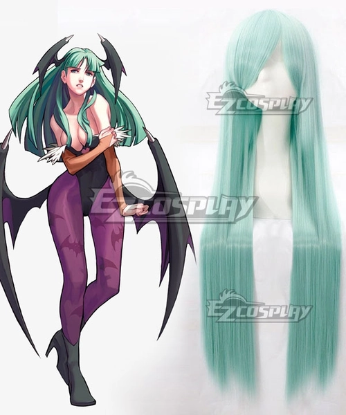 Darkstalkers Morrigan Aensland Blue Green Cosplay Wig