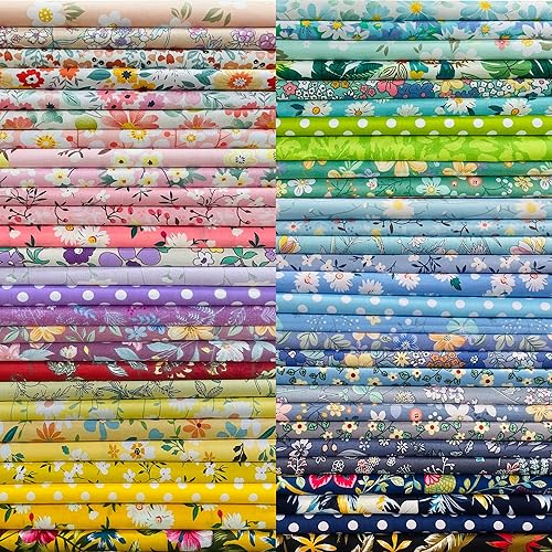 8" x 8" 25 PCS 100% Cotton Fabric Bundles for Quilting Sewing DIY & Quilt Beginners, Quilting Fabric Squares - Floral - 25PCS 8"x8"