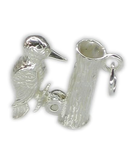 Woodpecker movable sterling silver charm woodpeckers birds charms