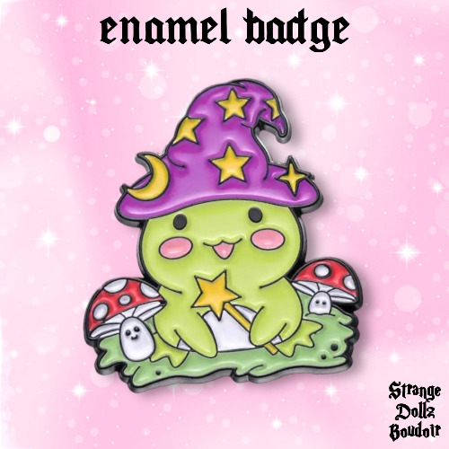 Witchy Frog enamel pin badge, Strange Dollz Boudoir